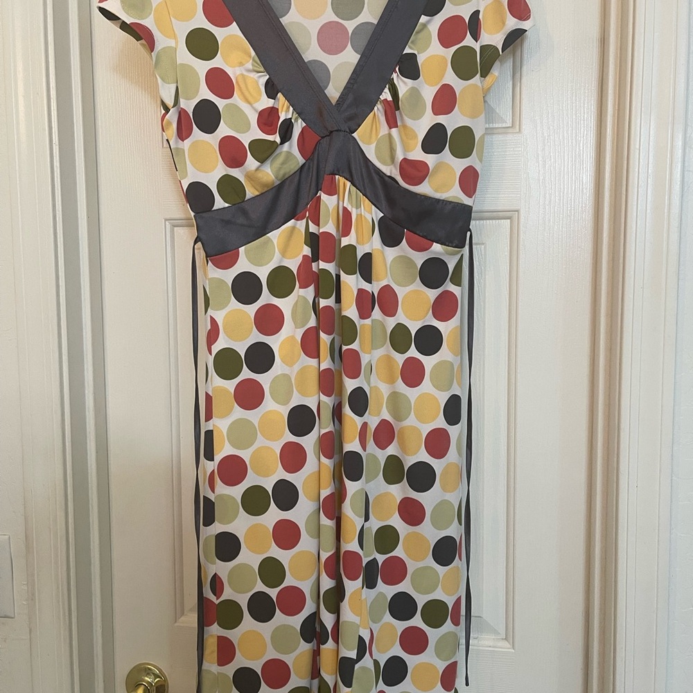DownEast Multicolor Polka Dot Midi Dress